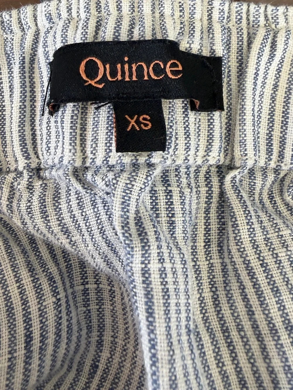 QUINCE 100% Linen Striped Square Neck Jumpsuit, XS
